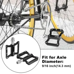 Unique Bargains Aluminum Alloy Rear Foot Peg Flat Pedal Footrests Fit 9/16 Inch Axles MTB Bike Black 1 Pair