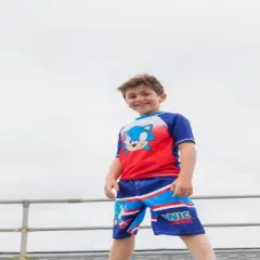 SEGA Sonic the Hedgehog Pullover Rash Guard and Swim Trunks Outfit Set Little Kid to Big Kid