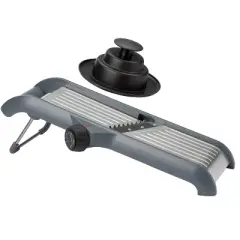 Prepworks Dial and Slice Chef's Mandoline: ABS & Stainless Steel Vegetable Slicer, Dishwasher-Safe, Black/Gray
