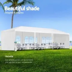 Outdoor 10&times;20 FT Gazebo, Wedding Party Canopy Tent with 6 Removable Sidewalls, Large Gazebo with Metal Frame and Stakes-Coolbibila
