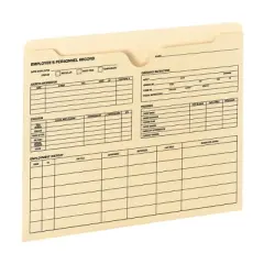 Smead Employee Record File Jacket, Reinforced Straight-Cut Tab, Flat-No Expansion, Letter Size, Manila, 20 per Pack (77100)