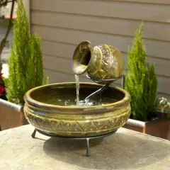 Smart Solar 12.21" Ceramic Cairo Solar Jug Tabletop Fountain