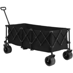 RISOKEYS Extra Long 300L Collapsible Wagon Cart with All-Terrain Wheels,220LB Capacity - Heavy Duty Foldable Utility Cart for Camping,Beach