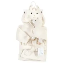 Little Treasure Plush Bathrobe and Toy Set, Neutral Llama, 0-9 Months