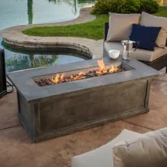 GDFStudio Lecanto Outdoor 50,000 BTU Lightweight Concrete Fire Pit Table with Tank Holder