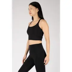 90 Degree By Reflex Womens Ribbed Cropped Tank Top with Scoop Neck and Strappy Back