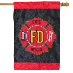 Briarwood Lane Fire Department Applique & Embroidered House Flag Emergency Services 28"x40"