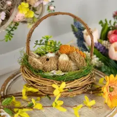 Northlight Sisal Easter Bunny in Woven Basket Decoration - 6.5"
