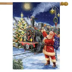 Polar Express Christmas House Flag Santa Claus Train 28" x 40" Briarwood Lane