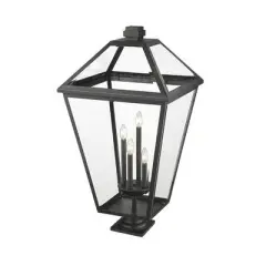 Talbot Outdoor Pendant Light - Black Steel, 4 Bulbs, Dimmable, Wet Rated, 19.5" x 36.75"
