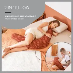 Babymoov B.Love 2-in-1 Pillow - The Original Organic Pregnancy Pillow & Nursing Cushion (Oeko-TEX Certified), Orange