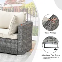 Venice 10pc Wicker Outdoor Patio Furniture Set Conversation Sofa with a Metal Fire Pit, Swivel Chair and Cushions