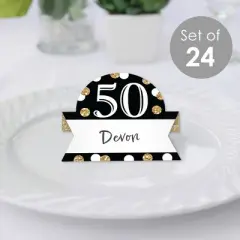 Big Dot of Happiness Adult 50th Birthday - Gold - Birthday Party Tent Buffet Card - Table Setting Name Place Cards - Set of 24