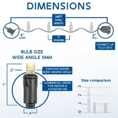 Novelty Lights 34 Feet Long, 100 Mini Black Wire Christmas Lights, End To End Connectable, UL Listed for Indoor/Outdoor Use
