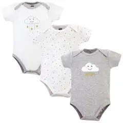 Hudson Baby Cotton Bodysuits 3pk, Gray Clouds