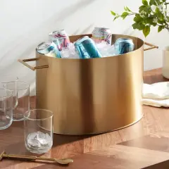 Metal Oval Beverage Tub Gold - Threshold&trade;: Stainless Steel Drink & Ice Bucket, 14.5L Capacity, Cold Beverage Server