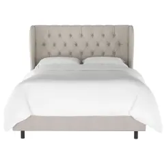 Tufted Woven Upholstered Wingback Bed - Skyline Furniture