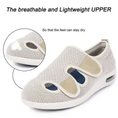 Women's Diabetic Velcro Walking Shoes Breathable Extra Wide Widths Adjustable Velcro Easy On/Off Sneakers for Elderly