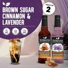 Syruvia Coffee Flavors Variety Pack: Brown Sugar Cinnamon & Lavender 25.4 fl oz Syrup