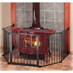 Kidco Auto Close Hearth Baby Gate with One 24" Extension (Total width up to 152") - Black