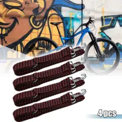 Unique Bargains Rubber Tensioner Motorcycle Bicycle Lashing Strap Luggage Rope w/Hook Red 4 Pcs