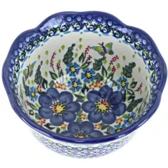 Blue Rose Polish Pottery 515 Vena Small Deep Scallop Bowl
