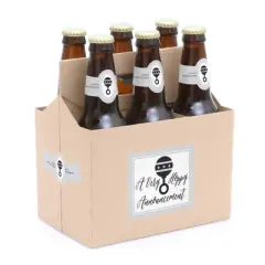 Big Dot of Happiness Husbands to Daddy - Pregnancy Announcement Decorations for Men - 6 Beer Bottle Label Stickers and 1 Carrier