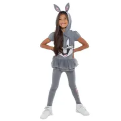 LOONEY TUNES Buggs Bunny Girls Cosplay T-Shirt Dress and Leggings Outfit Set Little Kid to Big Kid