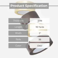 PSBM 36 Rolls 2.83" x 110 Yards (330 Ft.) ,2.0 Mil Clear Carton Sealing Packaging Tape