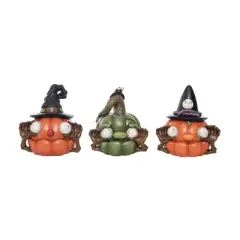 Transpac Light Up Pumpkin Decor Set of 3 Halloween Home Decorations Resin Decorative Objects