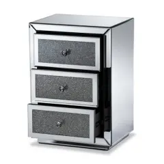 Talan 3 Drawers Mirrored Nightstand - Baxton Studio