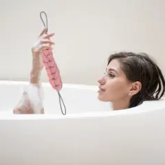 Unique Bargains Long Stretch Shower Back Sponge 11.81"x1.97" Multi-Color 4 Pcs