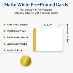 Avery 4.25" x 5.5" Cards, Gold-Dipped Edge, 20 ct