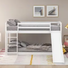 Twin over Twin Bunk Bed with Convertible Slide and Ladder - ModernLuxe