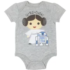 Star Wars C-3PO Princess Leia Chewbacca R2 D2 Baby Girls Bodysuit and Romper Newborn to Infant 