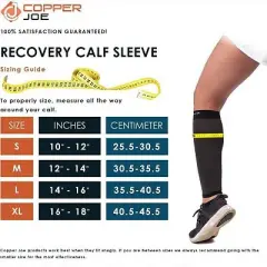 Copper Joe Calf Support Sleeves - Ultimate Copper for Legs Pain Relief- Footless Socks for Fitness, Running, & Shin Splints
