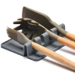 Cheer Collection Heat Resistant Spoon Rest (Gray)