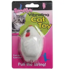 Scruffys White Plush/Synthetic Rubber Vibrating Mouse Pet Toy Small 1 pk