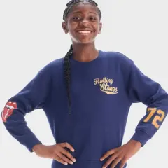 Girls' Rolling Stones Graphic Sweatshirt - Navy Blue