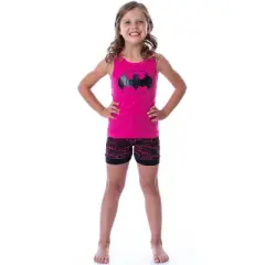 DC Comics Big Girls Batgirl Boom Whak Whoom Tank Pajama Short Set Loungewear Fuchsia