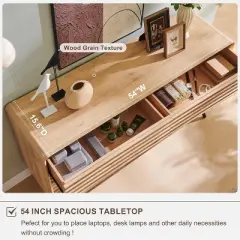 Modern 6 Drawers Dresser for Bedroom, Wood Fluted Double Dresser, Mid Century Chest of Drawers for Bedroom, Living Room