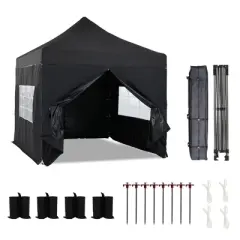 Aoodor 10' &times; 10' Commercial Instant Pop Up Canopy Tent, 3 Adjustable Heights,  Fully Waterproof Portable Gazebo Shelter, with Wheeled Bag