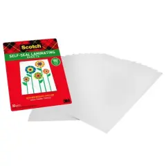 Scotch 10ct Self-Seal Laminating Sheets Letter Size: No Machine Needed, 9x12, Art & Office Supplies