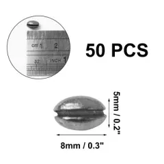 Unique Bargains Flat Round Saltwater Freshwater Lead Egg Fishing Sinkers 0.3" x 0.2" 50 Pcs