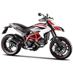 2013 Ducati Hypermotard SP White with Black and Red Stripes 1/12 Diecast Motorcycle Model by Maisto