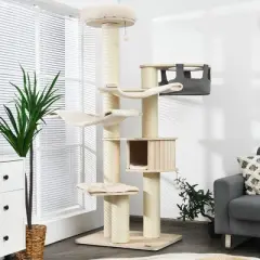 Tangkula 77.5" Cat Tree Condo Multi-Level Kitten Activity Tower w/ Sisal Posts