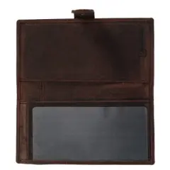 CTM Vintage Leather RFID Checkbook Cover Wallet with Snap Closure