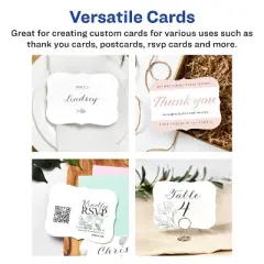 Avery Matte White Flourished Edge Cards, 4.25" x 5.5", 100ct
