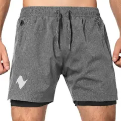 Zilpu Men's Quick Dry Athletic Performance Shorts wi/Zipper Pocket (5 inch)