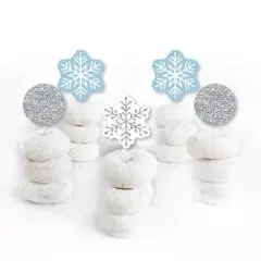 Big Dot of Happiness Winter Wonderland - Dessert Cupcake Toppers - Snowflake Holiday Party and Winter Wedding Clear Treat Picks - Set of 24